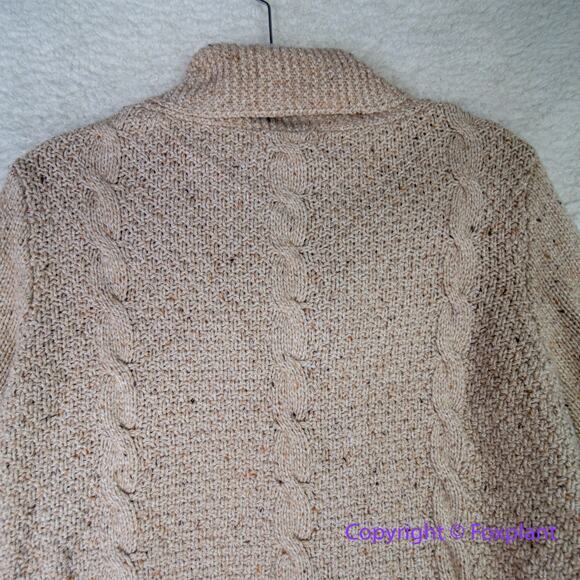 Eddie Bauer Chunky Cable Knit Lambs Wool cotton blend Cardigan Sweater, size‎ L - Picture 7 of 15